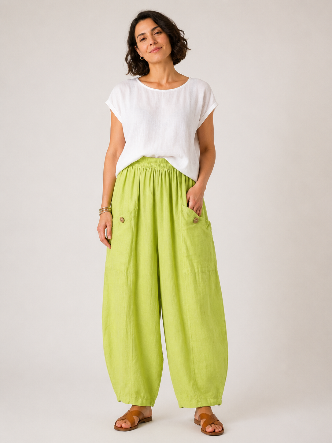 Surrey 100% Linen Baggy Boho Trousers 20-26 - Image 5