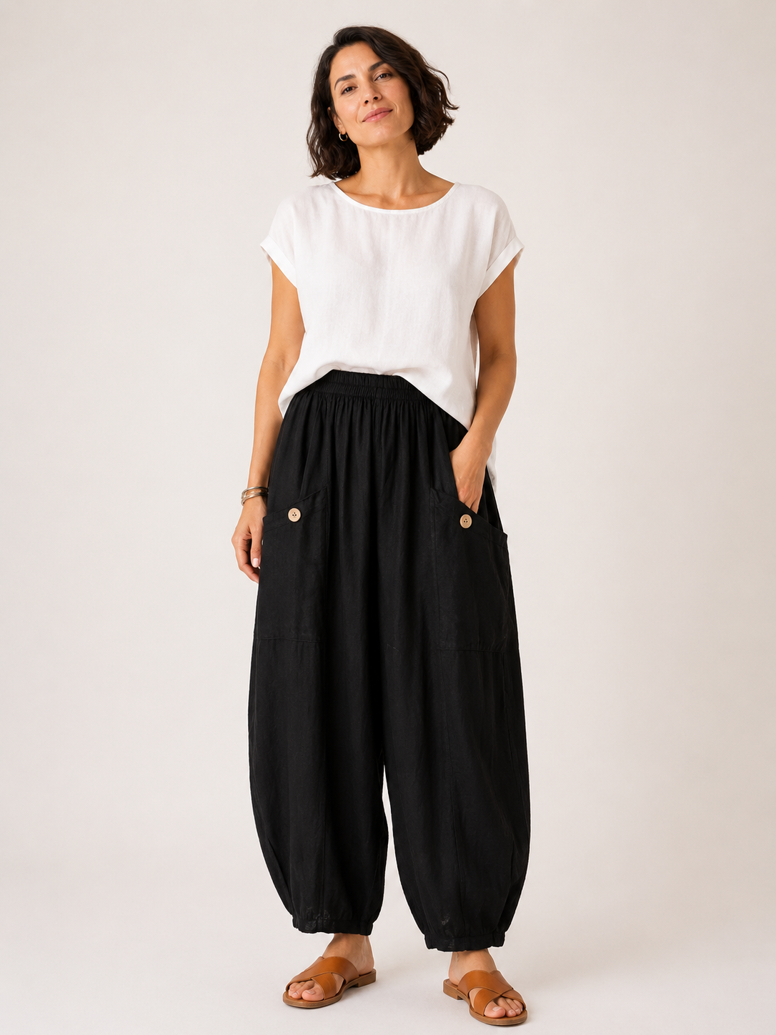 Surrey 100% Linen Baggy Boho Trousers 20-26 - Image 6