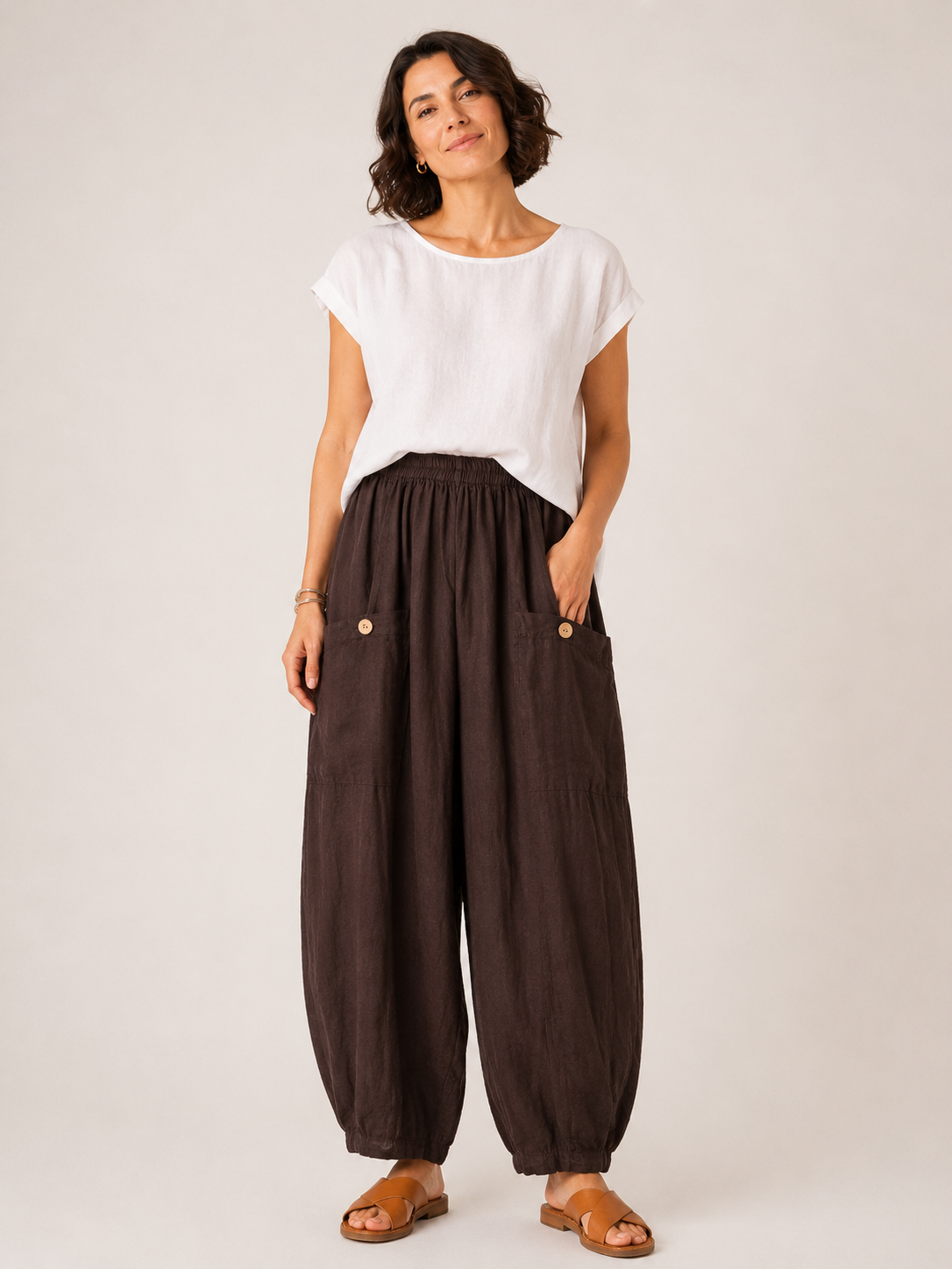 Surrey 100% Linen Baggy Boho Trousers 20-26 - Image 7