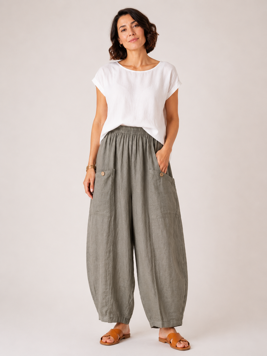 Surrey 100% Linen Baggy Boho Trousers 20-26 - Image 9