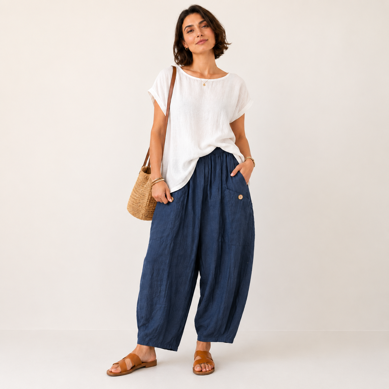 Surrey 100% Linen Baggy Boho Trousers 20-26