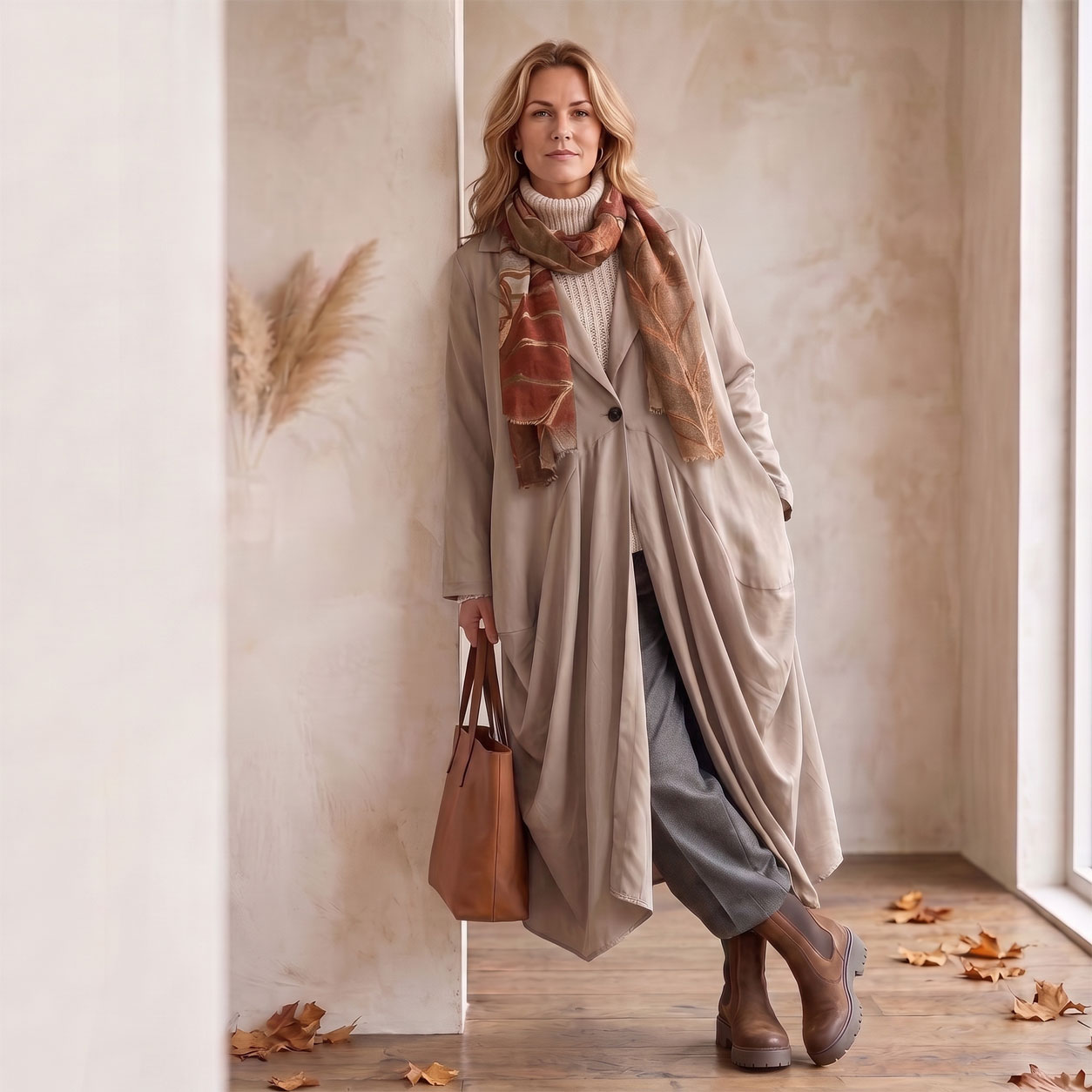 Elegant Woman Winter Scene